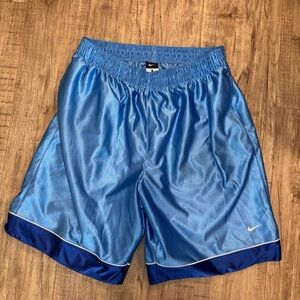 Nike Men’s dazzle 90s  Blue Athletic Mesh Shorts with Dark Blue Trim